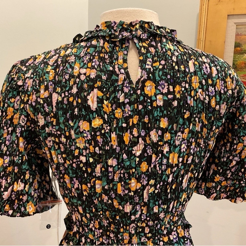 Hyacinth House Samantha Midi Dress M NWT Black Floral Smocked - Picture 9 of 15